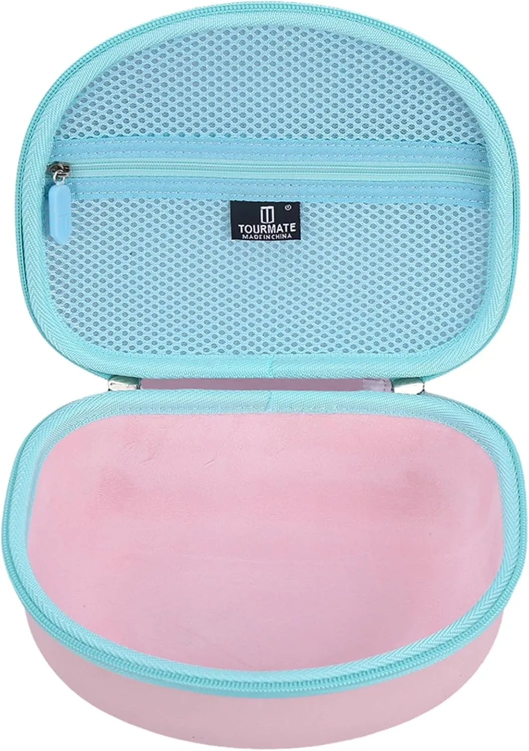Hard Travel Case for Riwbox CT-7 / CT-7S Cat Ear LED Light Kids Wireless Headphones, Protective Carrying Storage Bag (Pink&Cyan)