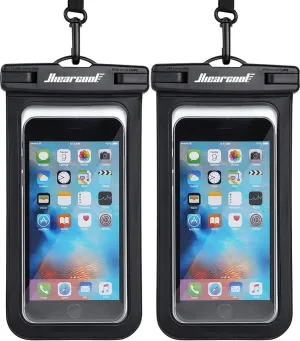 Hiearcool Waterproof Phone Pouch, Universal Case Compatible for iPhone 16 15 14 13 Pro Max Plus Up to 8.3", IPX8 Beach Travel Essentials-Black-2 Pack