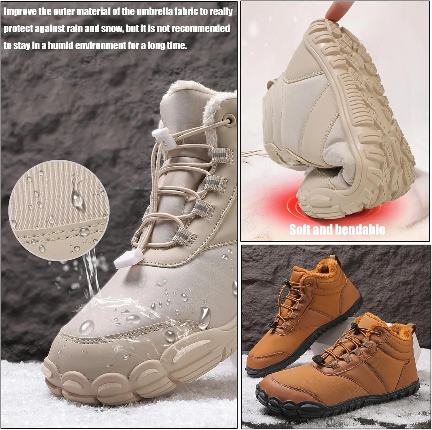 Hike Winter Footwear Barefoot Womens, 2024 Waterproof Autumn Wide Toe Box Barefoot Walking Shoes Boots