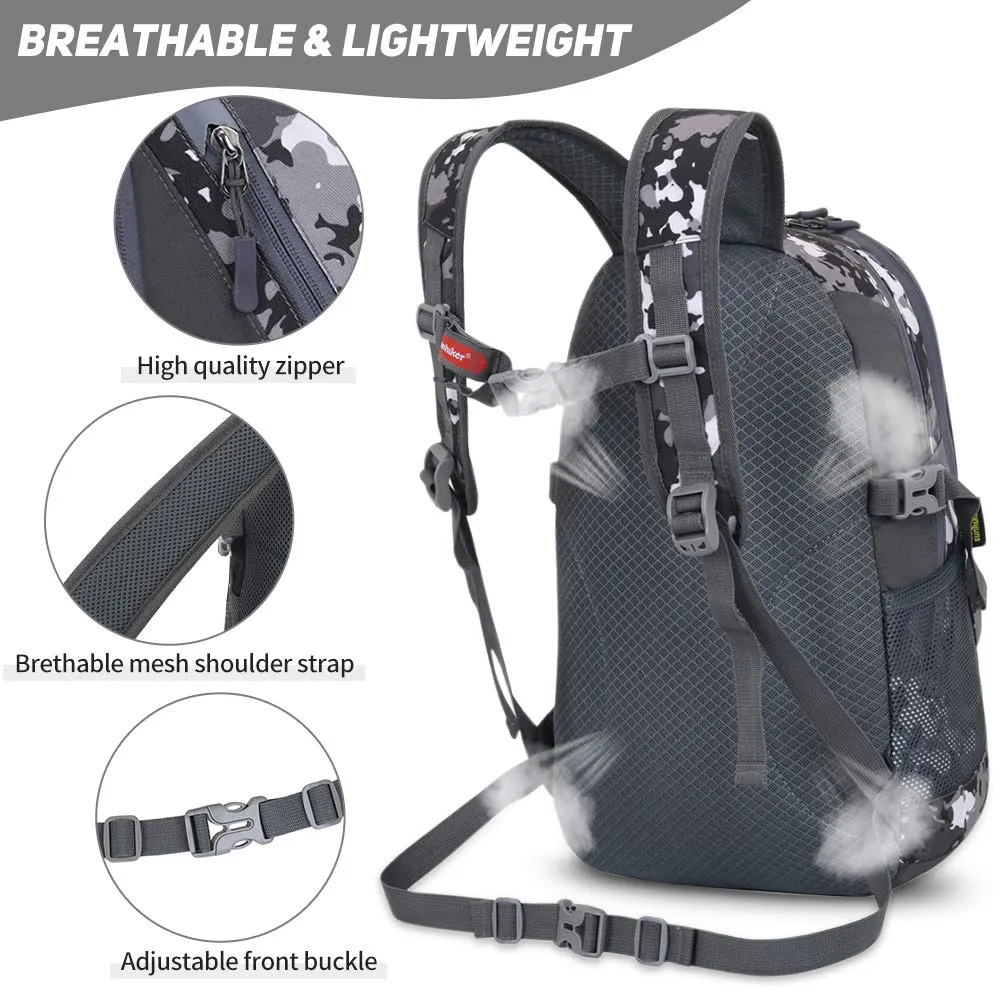 Hiking Backpack 25L Capacity Black Camouflage