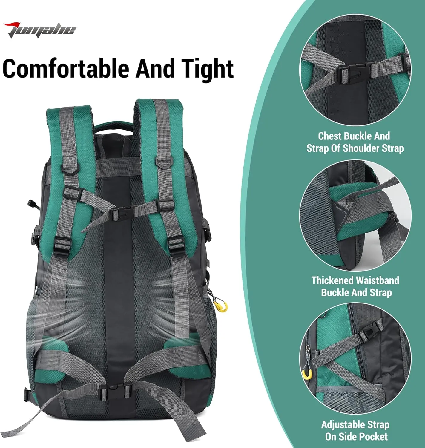 Hiking Backpack, 60L Large Camping Backpack Waterproof for Travel, Lightweight Day pack for Men Women, Green