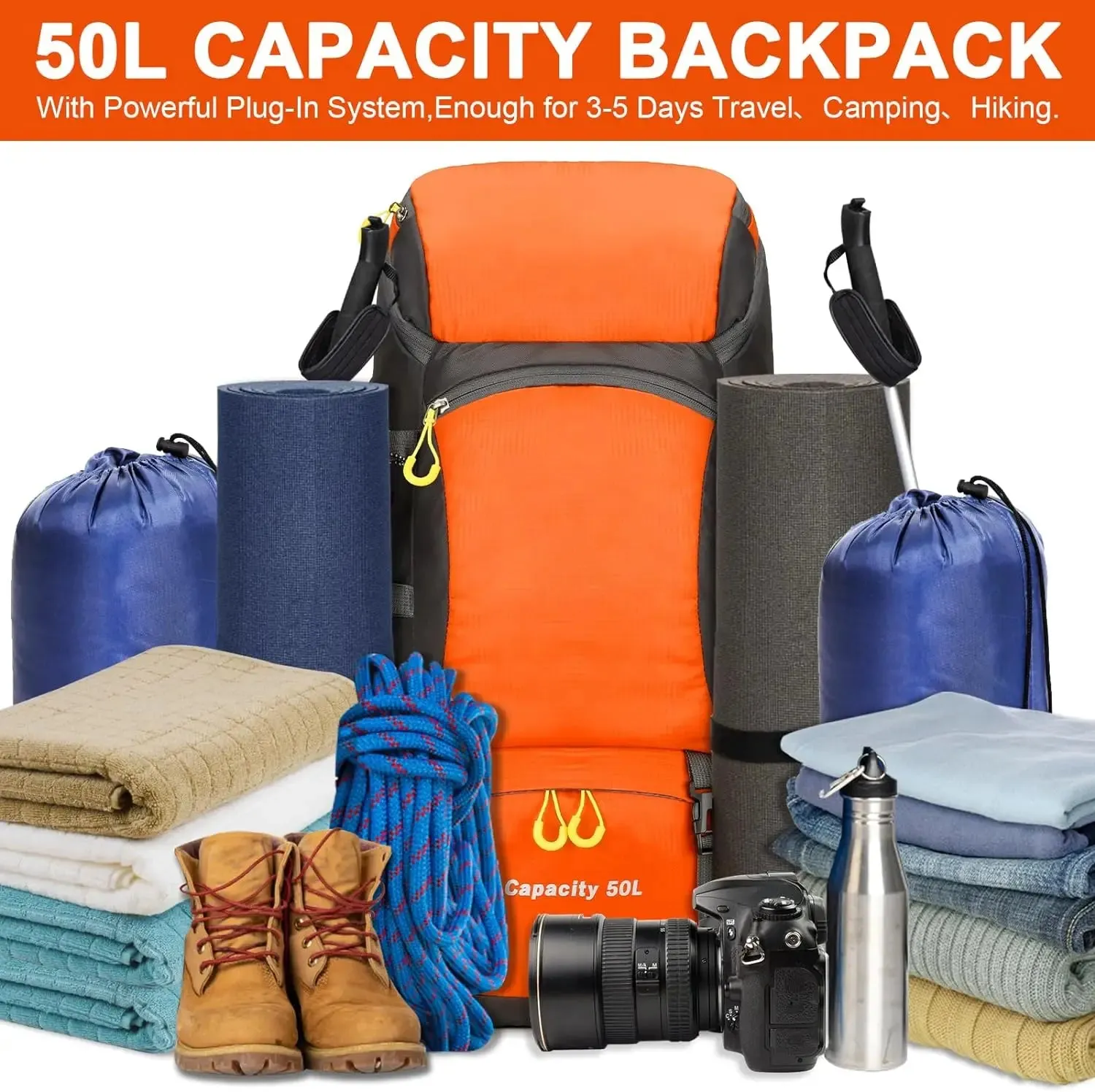 Hiking Backpack Waterproof 50L Lightweight