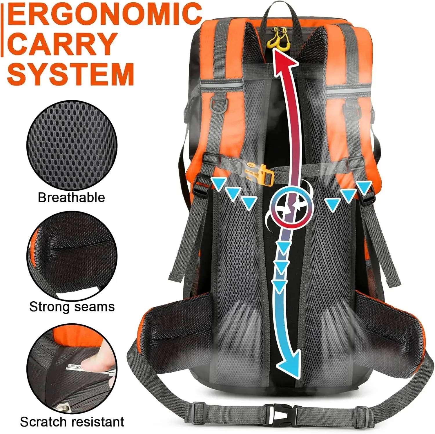 Hiking Backpack Waterproof 50L Lightweight