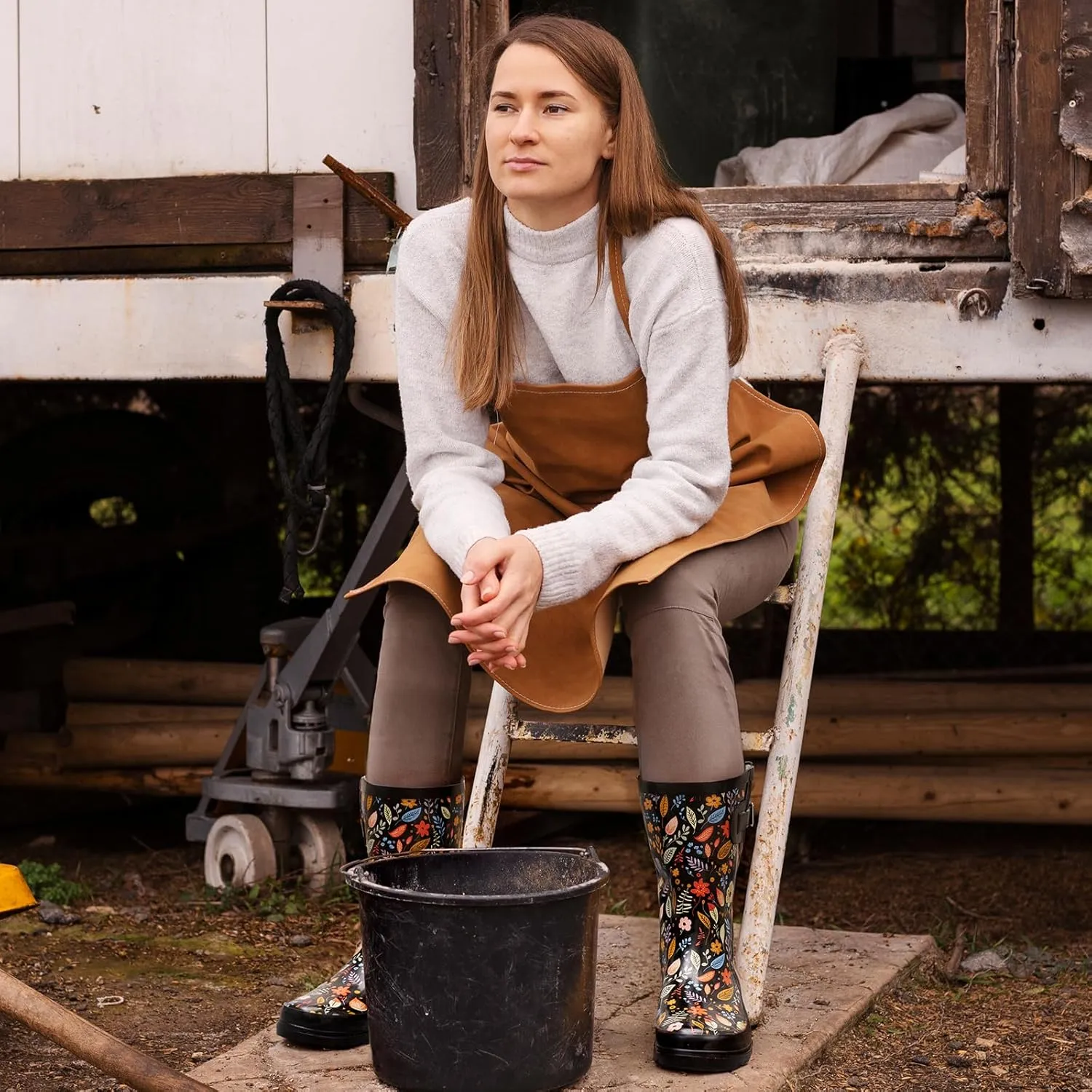 HISEA Rubber Rain Boots for Women Waterproof Garden Mud Boots