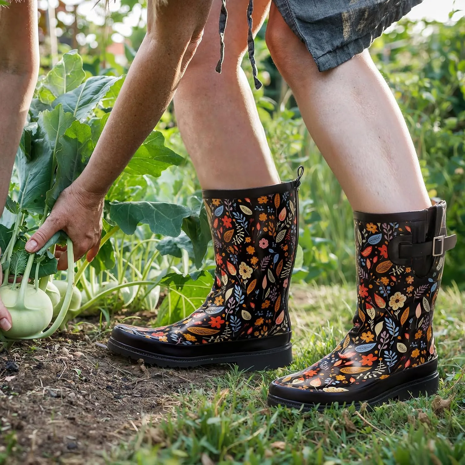 HISEA Rubber Rain Boots for Women Waterproof Garden Mud Boots