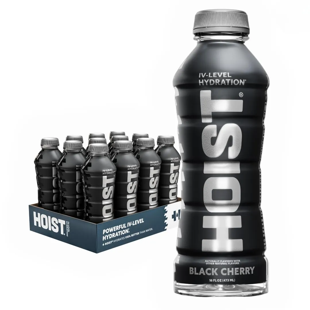 HOIST Premium Military Hydration Electrolyte Drink, Powerful IV-Level Hydration, Clinically Proven Performance Drink, Black Cherry, 16 Fl Oz (Pack of 12)