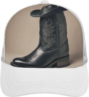 Hollow Baseball Cap Cowboy Black Hat Western Boots Baseball Hat Adjustable Hollow Hat Visor Hats for Men Women