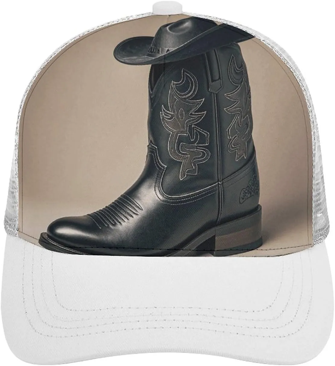 Hollow Baseball Cap Cowboy Black Hat Western Boots Baseball Hat Adjustable Hollow Hat Visor Hats for Men Women