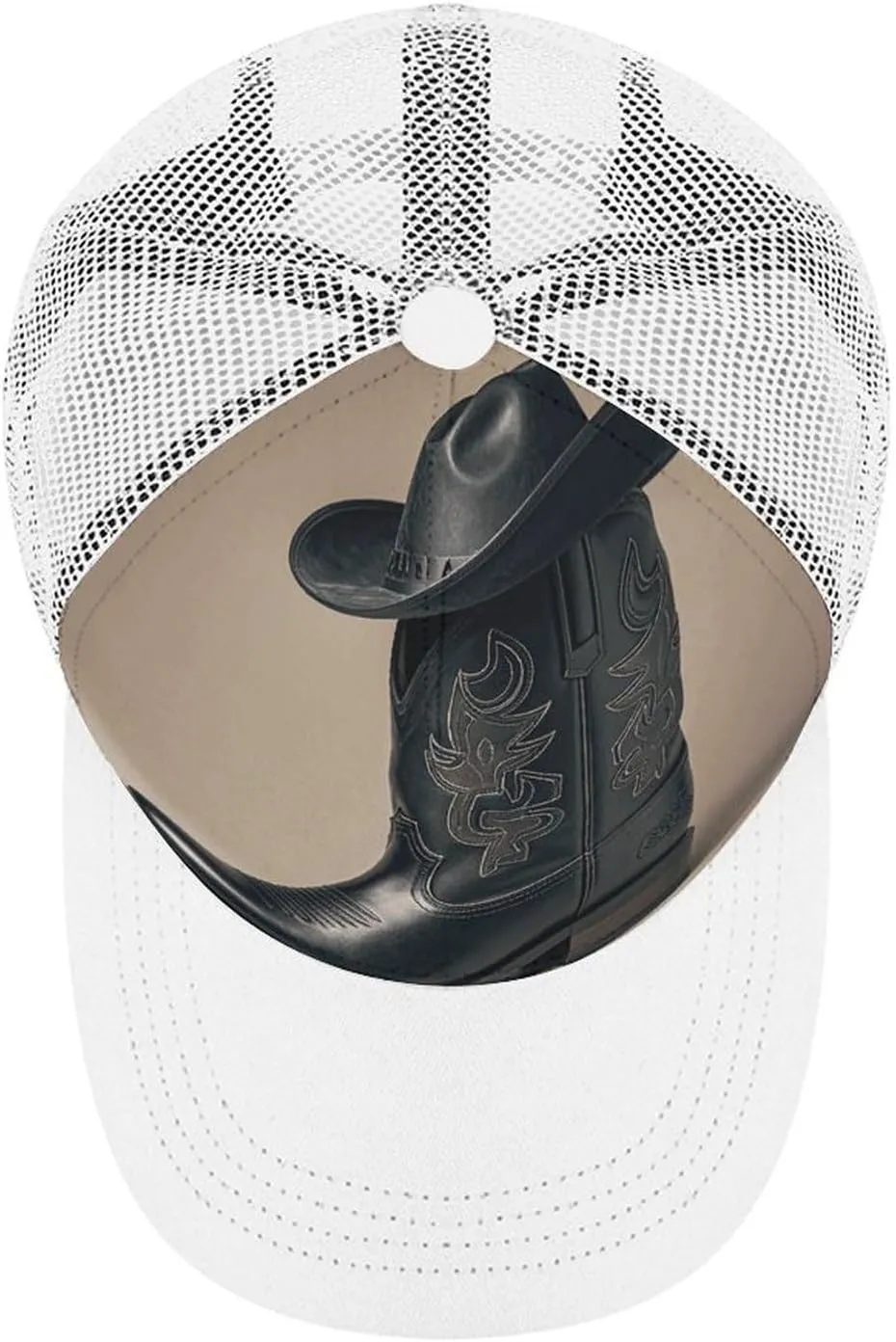 Hollow Baseball Cap Cowboy Black Hat Western Boots Baseball Hat Adjustable Hollow Hat Visor Hats for Men Women