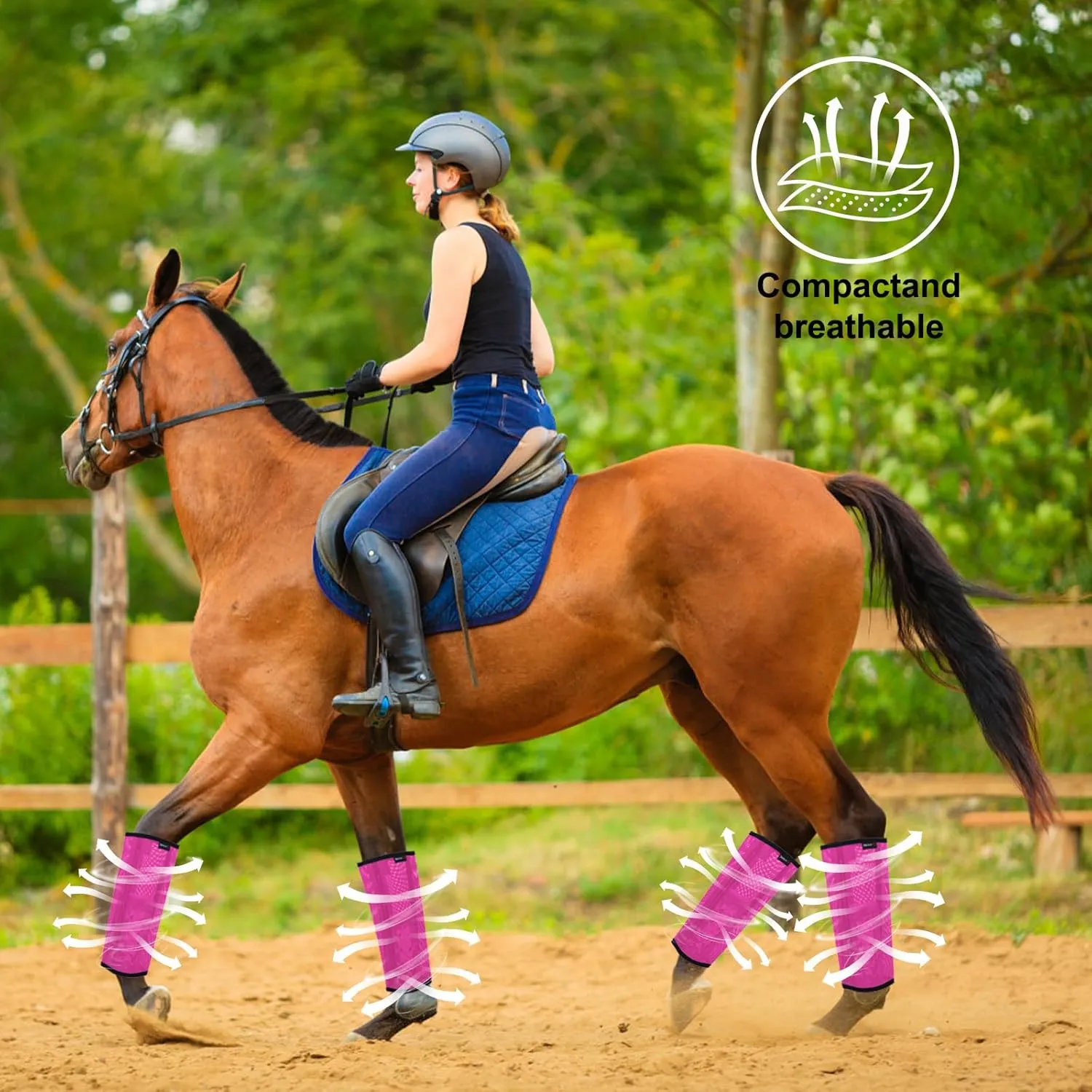 Horse Fly Boots, Breathable Mesh Protection Set of 4, Comfortable Horse Leggings, Breathable Mesh Design, Equine Supplies for Reduce Stomping, Hoof Damage & Leg Fatigue (Rose Red, Large)