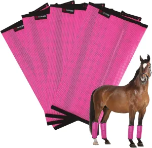 Horse Fly Boots, Breathable Mesh Protection Set of 4, Comfortable Horse Leggings, Breathable Mesh Design, Equine Supplies for Reduce Stomping, Hoof Damage & Leg Fatigue (Rose Red, Large)