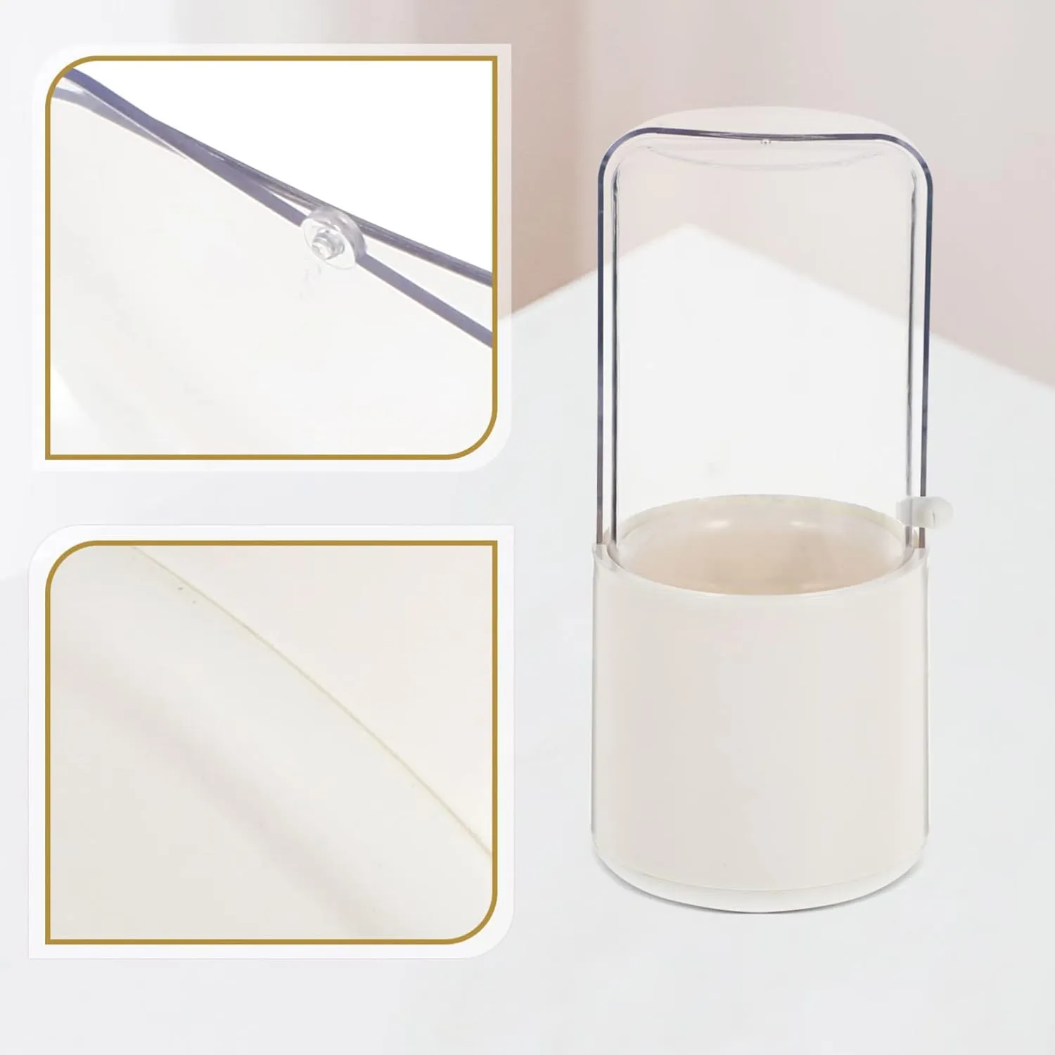 Housoutil Cosmetic Storage Bucket Portable Makeup Brush Holder Brush Bag Pouch Case Travel Organizer Plastic Safe Simple Design Space Saving Easy to Carry
