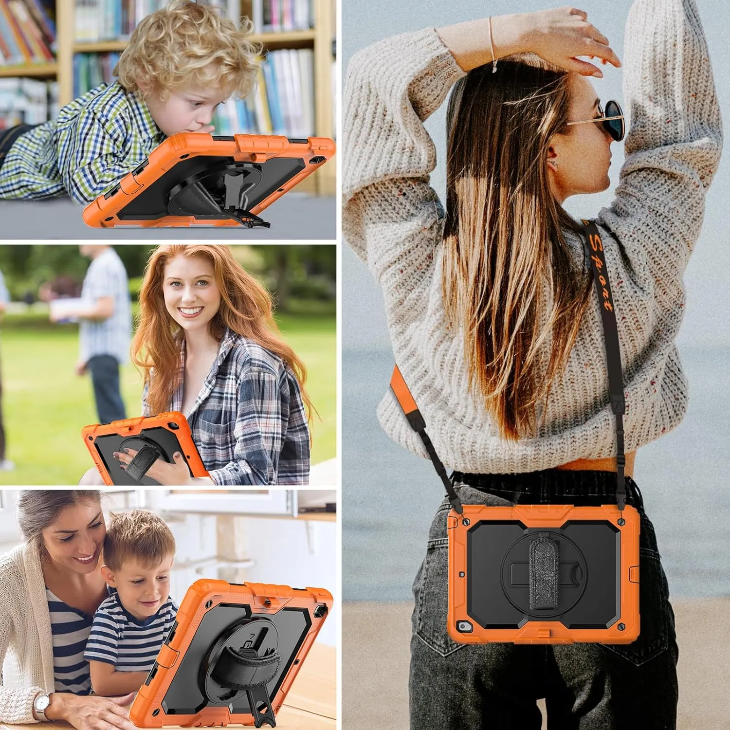 HXCASEAC Case for iPad 9th/8th/7th Generation 10.2 inch, with Pencil Holder, Screen Protector, Hand Strap, Heavy Duty Protective for iPad 9/8/7 Case 10.2-inch 2021/2020/2019, Black