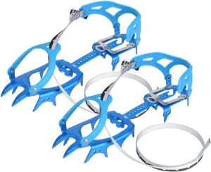 Ice Crampons Shoe Grips Spikes Cleats for Outdoor Snow Hiking Climbing, Durable Manganese Steel Frame, Shock Absorption, Fits Most Boots Orange