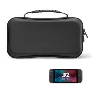 iDLEHANDS Hard Shell Carrying Case for Nintendo Switch 2 and Switch Console, Ultra Slim Portable Travel Game Bag with Storage for 24 Game Cartridges & Accessories,Black