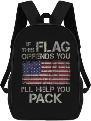 If This Flag Offends You, I'll Help You Pack Fashion 17 Inch Backpack Simple Shoulders Daypacks Lightweight Laptop Bag Travel Gear