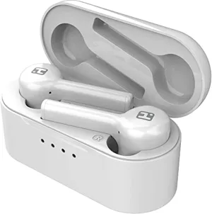 iHome XT-49 True Wireless Earbuds with Rechargeable Traveling Case, Bluetooth Earphones with Microphone and Touch Control, White