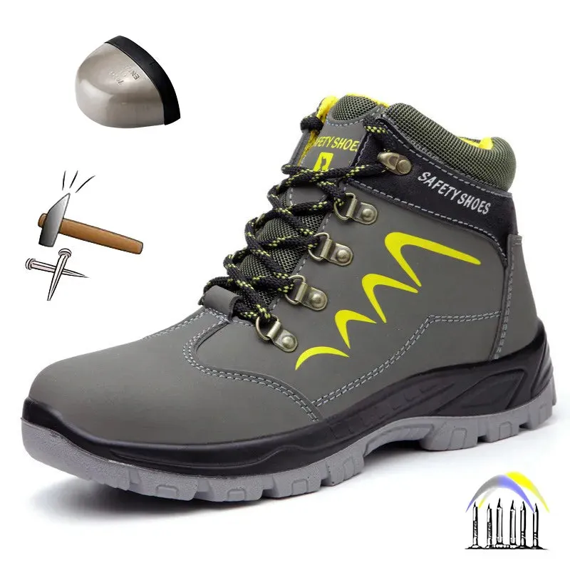 Indestructible Men Safety Shoes - Breathable Steel Toe Work Boots