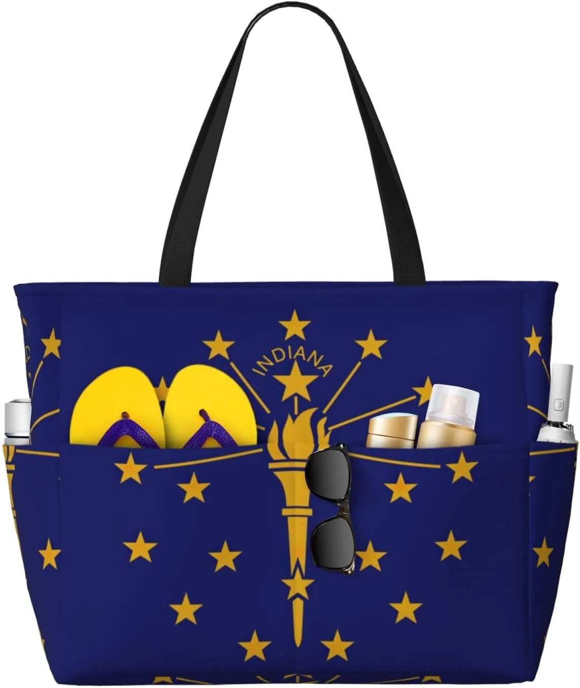 Indiana State Flag Print Generic Large Capacity Beach Travel Bag - Swim Backpack/Family- Pool Accessories