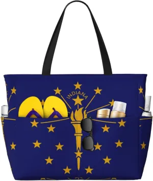 Indiana State Flag Print Generic Large Capacity Beach Travel Bag - Swim Backpack/Family- Pool Accessories