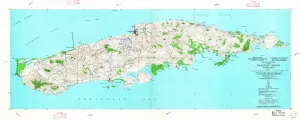Island of Vieques PR topo map, 1:30000 Scale, 7.5 X 7.5 Minute, Historical, 1951, 19.1 x 47.3 in