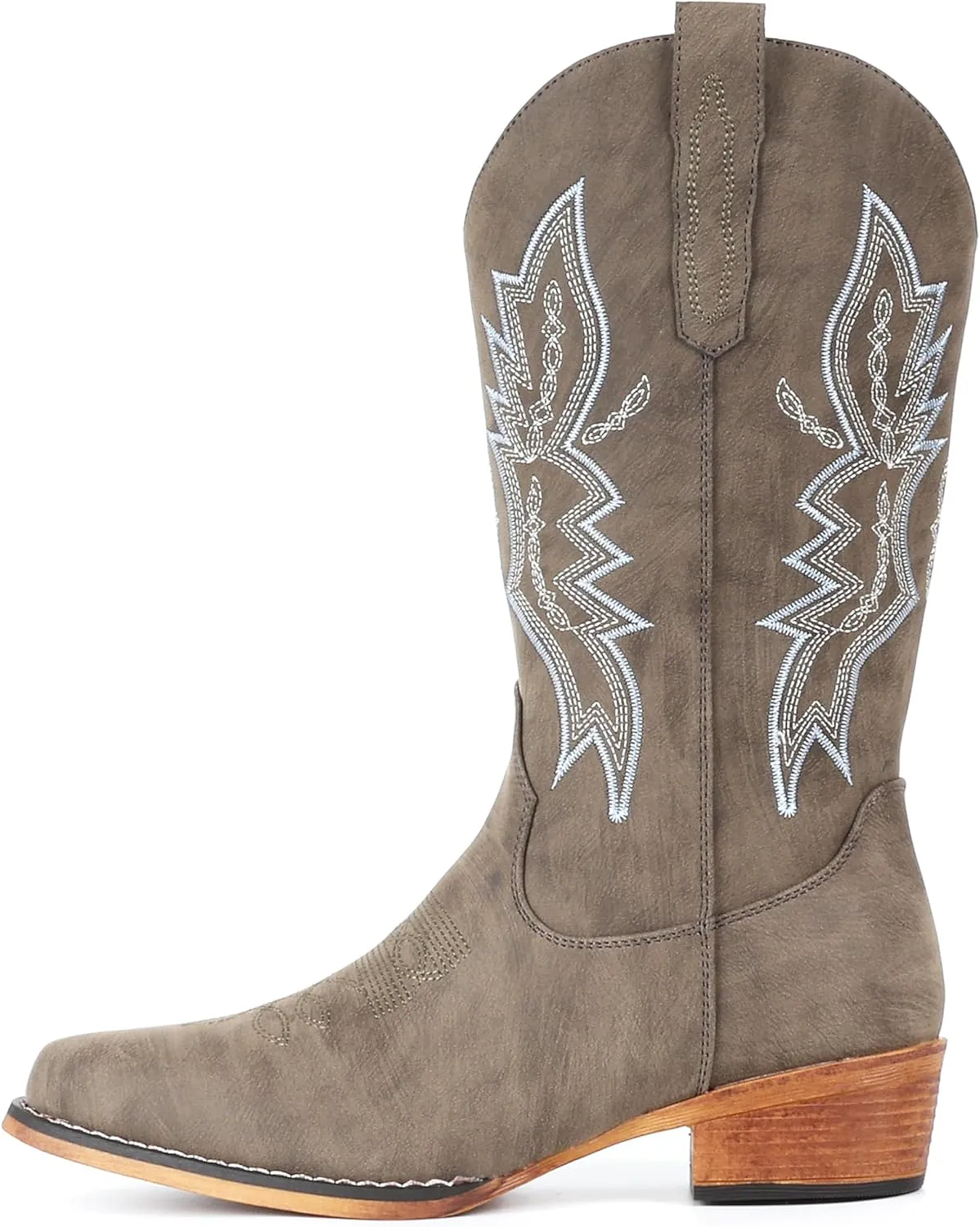 IUV Cowboy Boots For Women Western Boots Cowgirl Boots Pull On Pointy Toe Mid Calf Boots