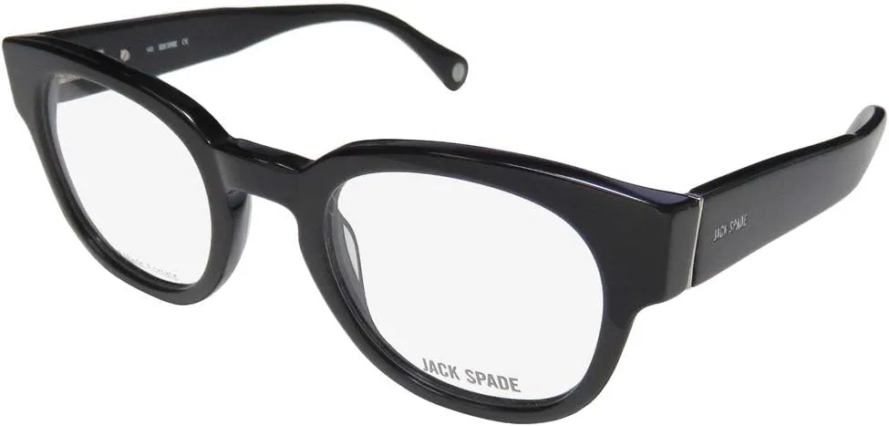 Jack Spade Pearson Mens/Womens Designer Full-rim Spring Hinges Brand Name Classic Shape Durable Eyeglasses/Eyeglass Frame (47-23-140, Shiny Black)