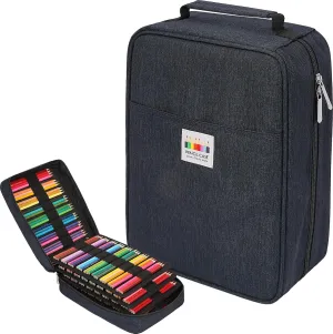 JAKAGO 274 Slots Colored Pencil Case Large Capacity Pen Holder for Artist Painter Zipper Organizer Bag for Marker Highlighter Storage Case for Office Sketch Travel Supplies(Blue)