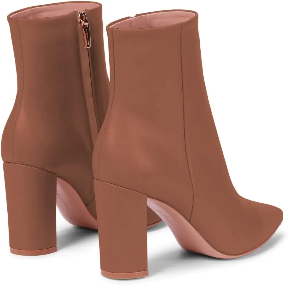 JANSEVEN Women's Heeled Ankle Boots Chunky Block High Heel Booties Pointed Toe Comfortable Sexy Classic Short Boots