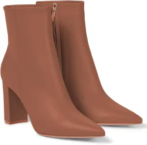 JANSEVEN Women's Heeled Ankle Boots Chunky Block High Heel Booties Pointed Toe Comfortable Sexy Classic Short Boots