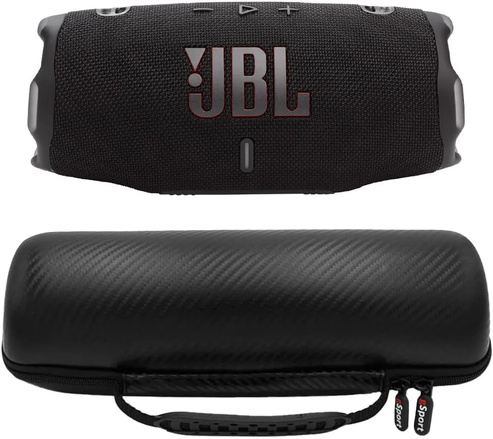 JBL Charge 6 Waterproof Portable Speaker Bundle with gSport Carbon Fiber Case (Black)