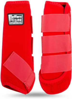 Jeffers Equine Protective Horse Boots 1 Pair Red - Safe Neoprene Leg Guards & Comfortable Fit, Durable Velcro Straps, Front & Hind Support, Equestrian Accessories for Travel & Riding - Medium