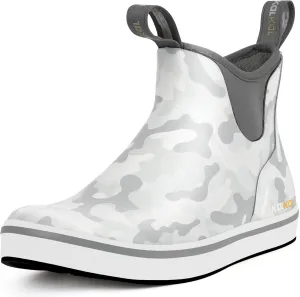 Kalkal Men's Deck Boots Anti-Slip Saltwater Fishing Rain Boots with Memory Foam, Waterproof Rubber Ankle Work Boots for Sailing (Size 7-14)