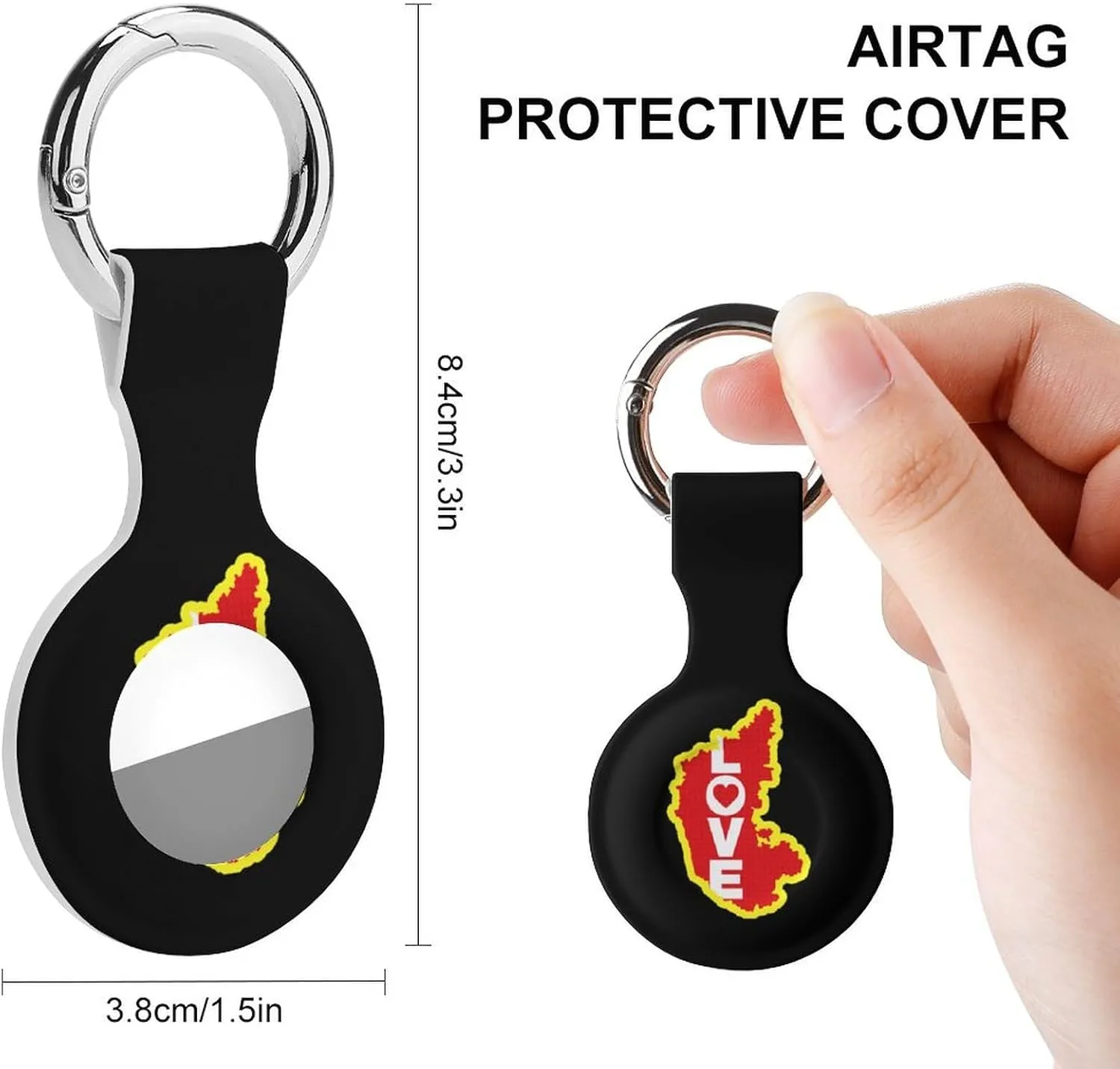 Karnataka Map Love Fashion Cover Compatible with AirTag Holder Case with Keychain Anti-Scratch for Pet Luggage
