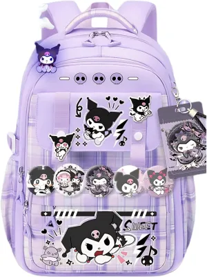 Kawaii Backpack with 21Pcs Accessories Anime Cartoon Anti-Theft Travel Aesthetic New Semester Gifts Bag with Cute Pins…
