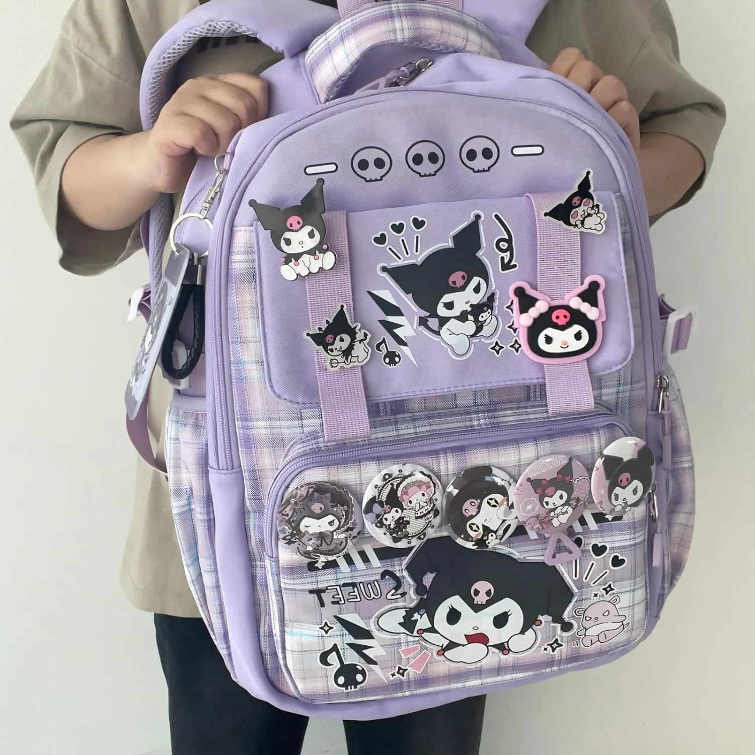 Kawaii Backpack with 21Pcs Accessories Anime Cartoon Anti-Theft Travel Aesthetic New Semester Gifts Bag with Cute Pins…