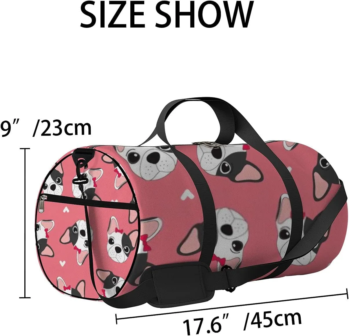 Kawaii Cartoon Animals Cute Dog Sports Bag Tote Bag Waterproof Gym Bag with Shoulder Strap Zipper 2 Side Pockets for Men and Women, Travel and Storage Shoulder Bag.