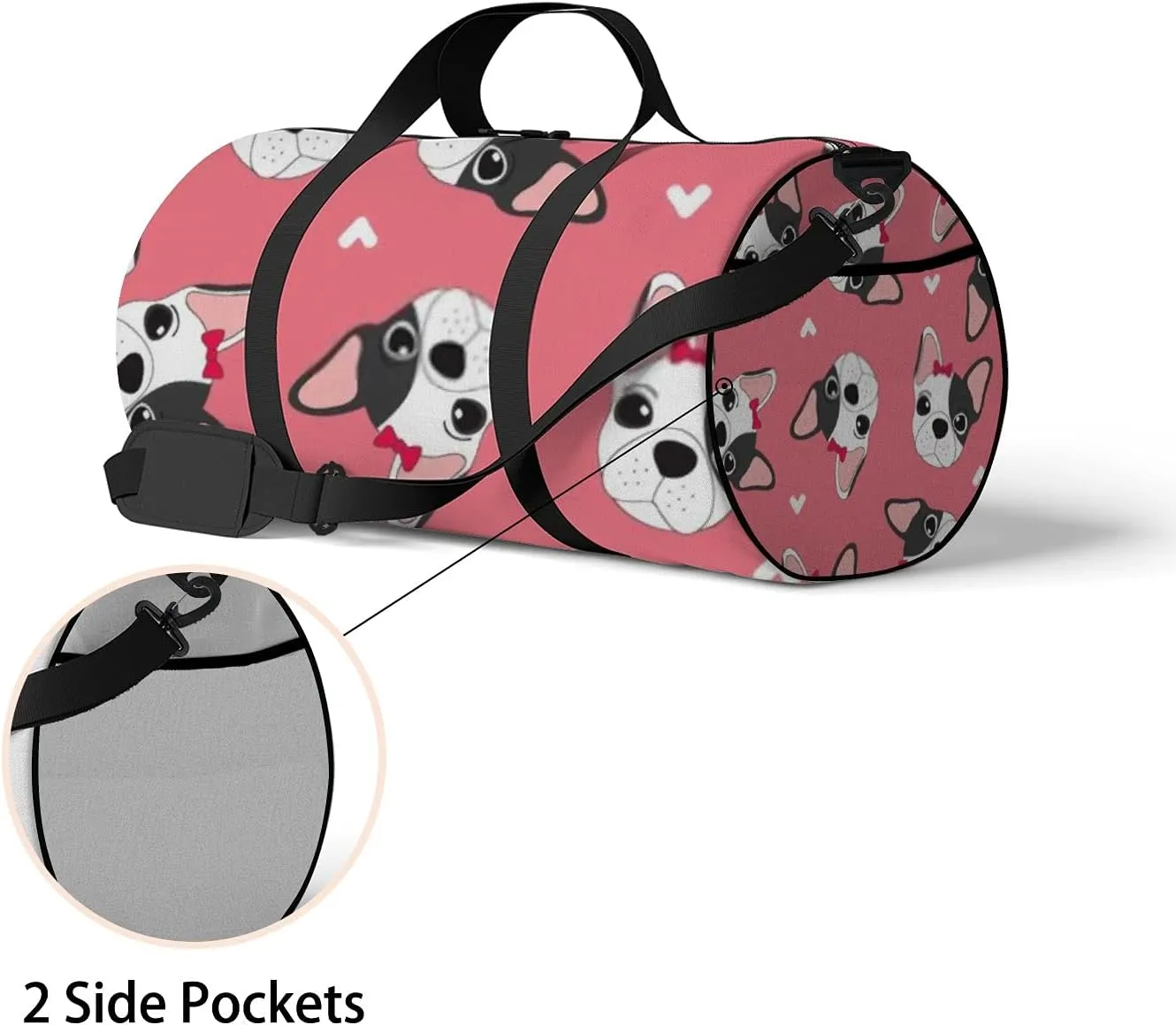 Kawaii Cartoon Animals Cute Dog Sports Bag Tote Bag Waterproof Gym Bag with Shoulder Strap Zipper 2 Side Pockets for Men and Women, Travel and Storage Shoulder Bag.