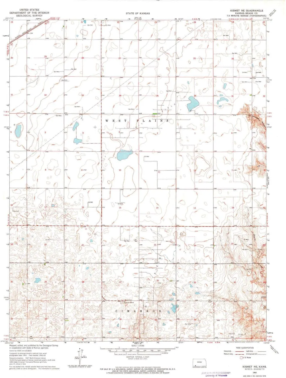 Kismet NE KS topo map, 1:24000 Scale, 7.5 X 7.5 Minute, Historical, 1963, Updated 1964, 27.04 x 21.08 in