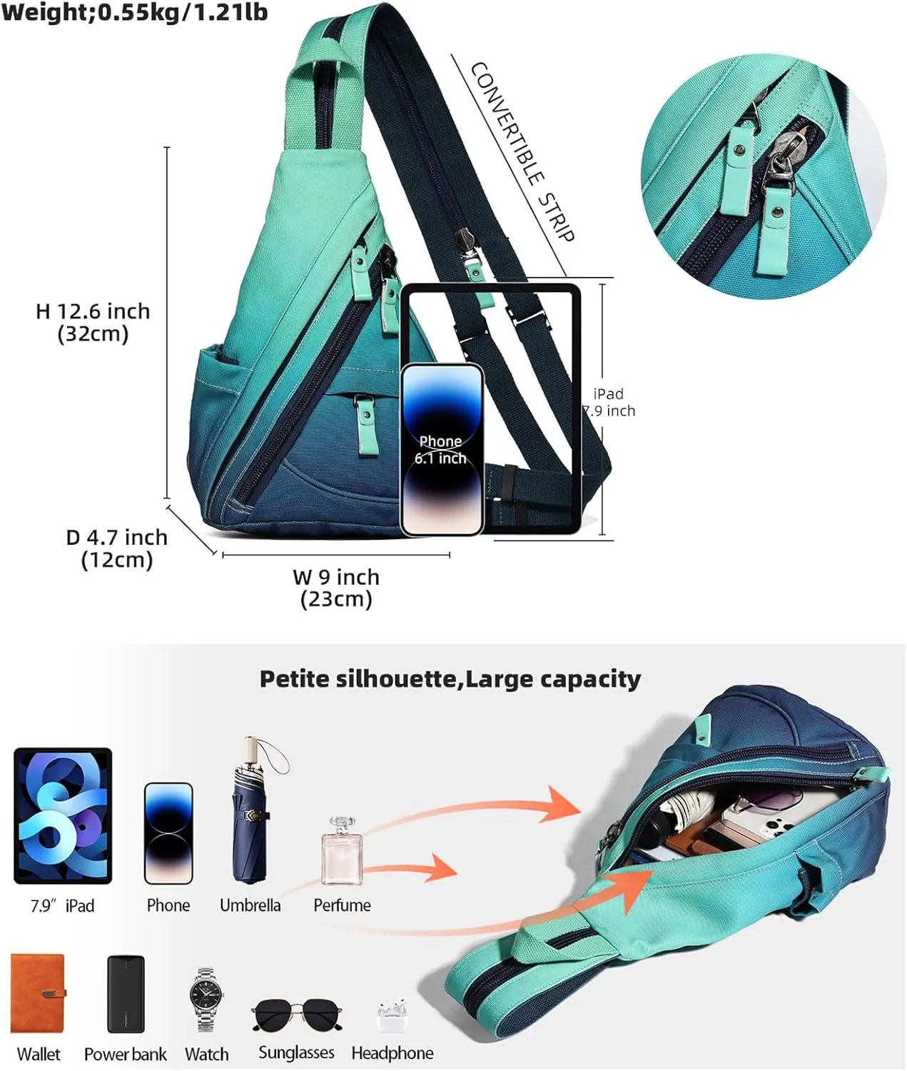 KL928 Sling Bag - Small Crossbody Backpack Shoulder Casual Daypack Rucksack for Men Women