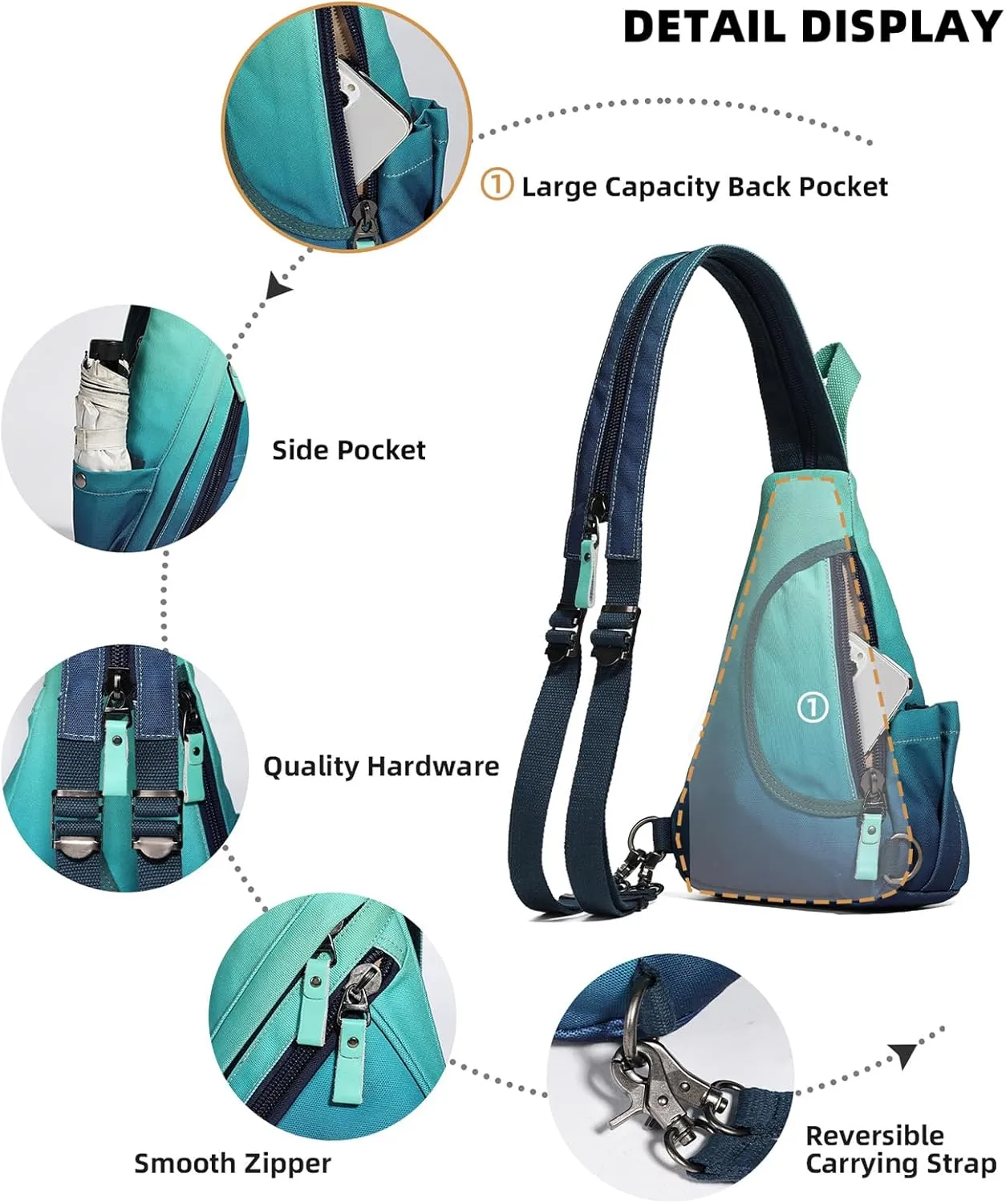 KL928 Sling Bag - Small Crossbody Backpack Shoulder Casual Daypack Rucksack for Men Women