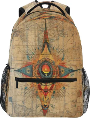 KLL Cool Backpacks for Men and Women Waterproof Business Work Bag with Chest Strap for College Work Boho Vintage Geometric Pattern
