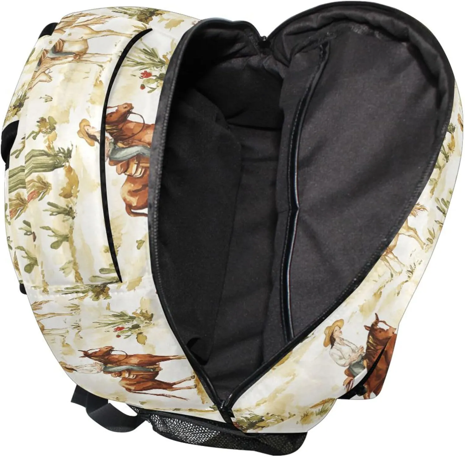 KLL School Backpack for Women Men Fashion Sports Backpack with Chest Strap for Travel Trip Western Cowboy Cow Cowgirl Vast Wilderness