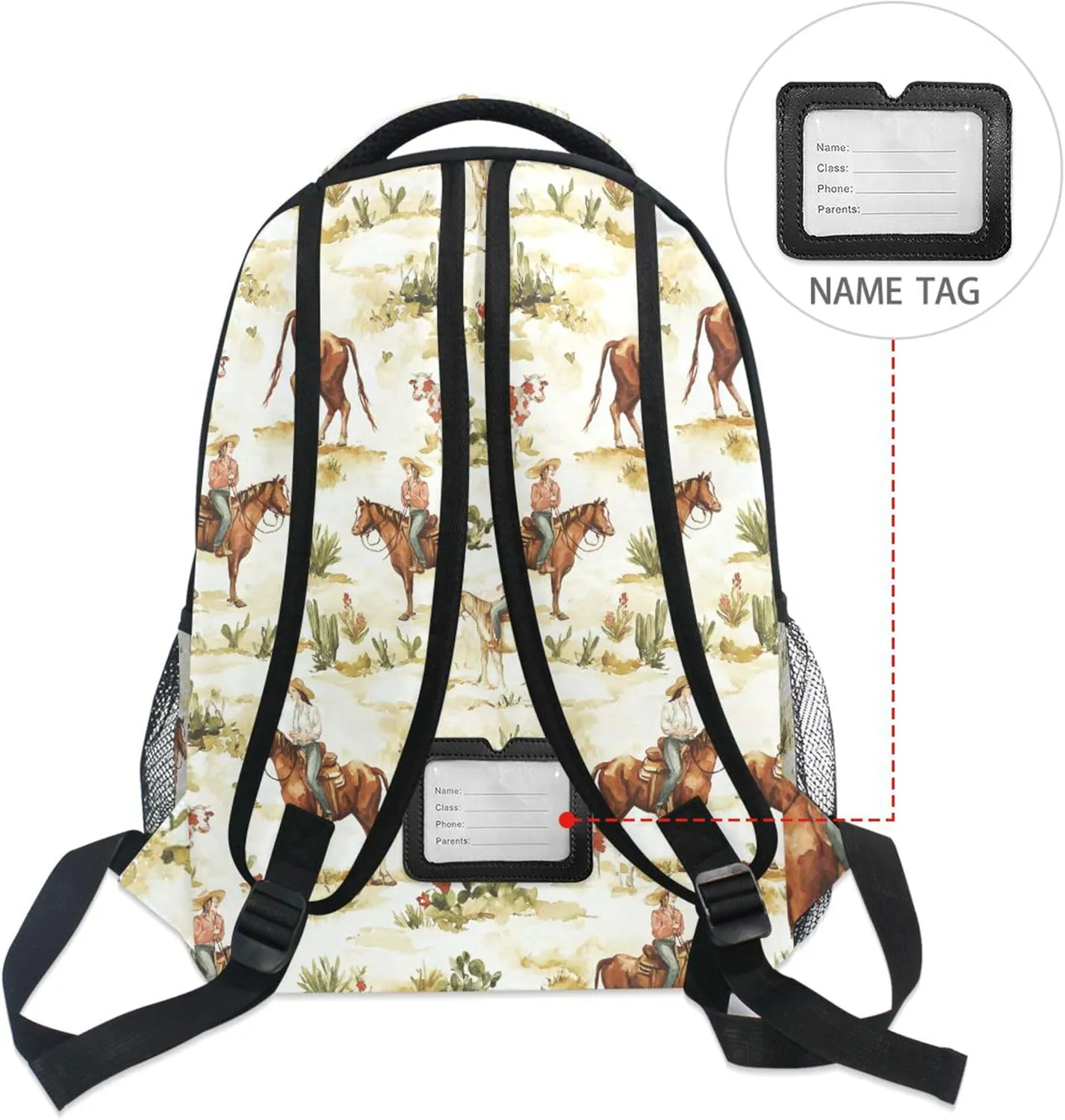KLL School Backpack for Women Men Fashion Sports Backpack with Chest Strap for Travel Trip Western Cowboy Cow Cowgirl Vast Wilderness