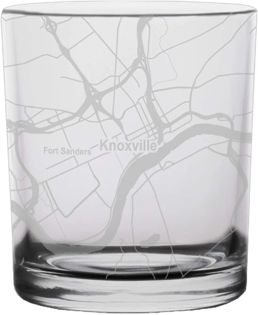Knoxville City Map Whiskey Glass Tennessee