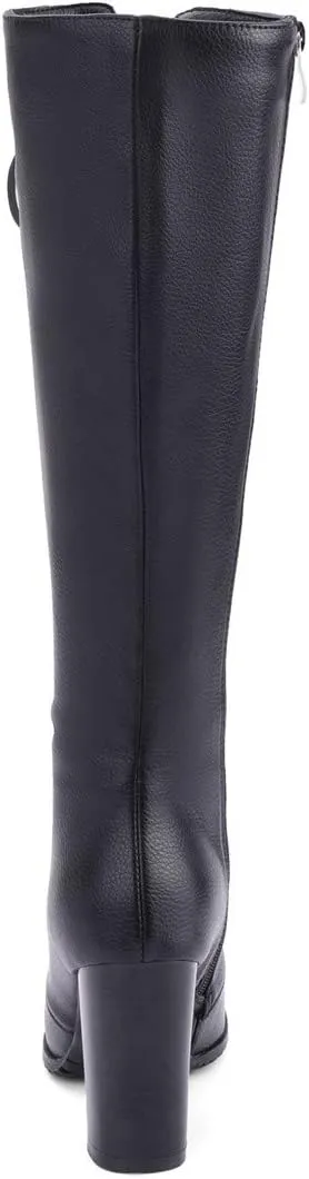 KOKOMOMO Womens Chunky Knee High Heel Lace Up Combat Boots