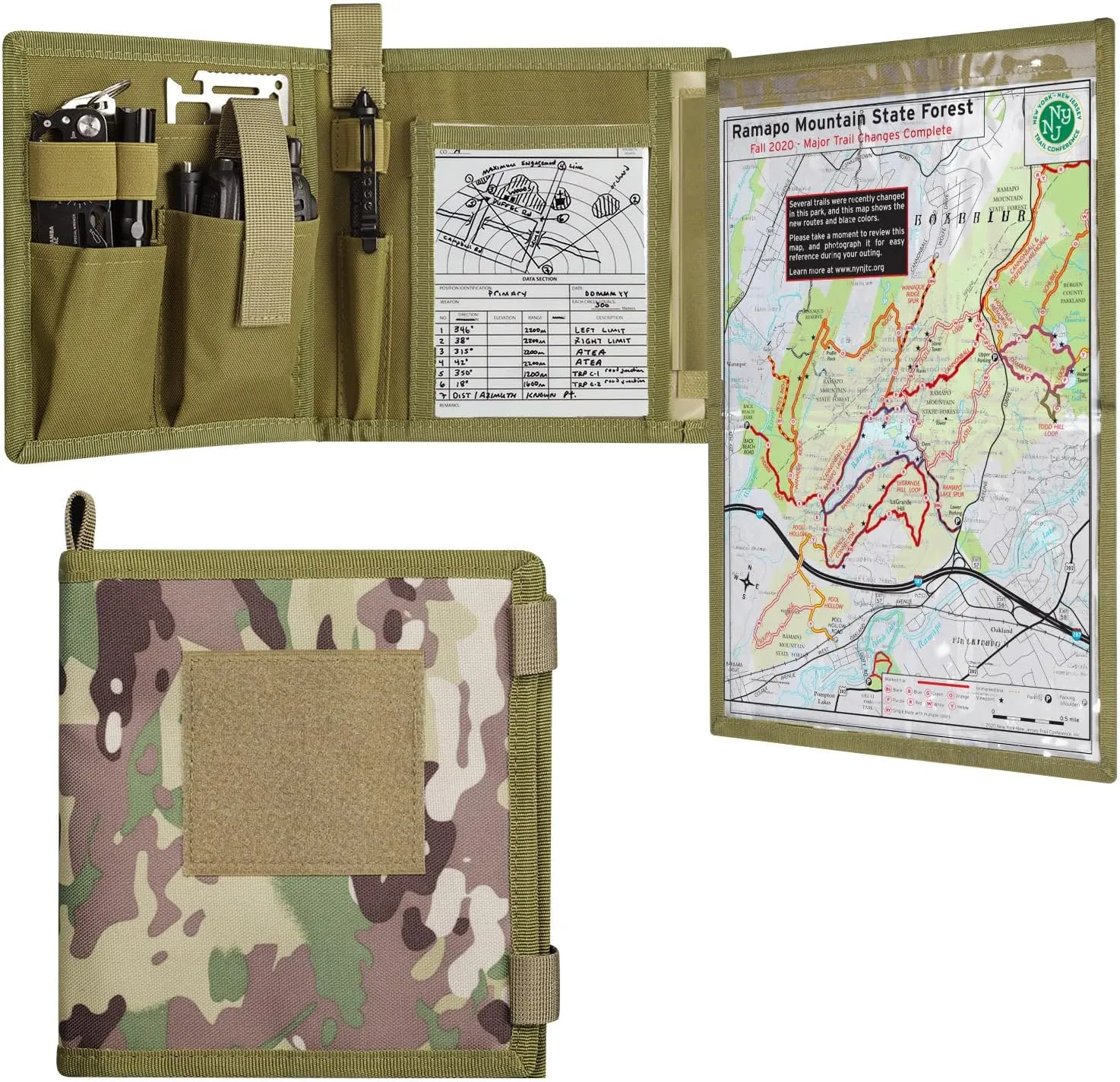 Kosiabte Map Case - Tactical Notebook, Multifunctional Weatherproof Map Case for Military Hiking, Tactical, Outdoor Activities.