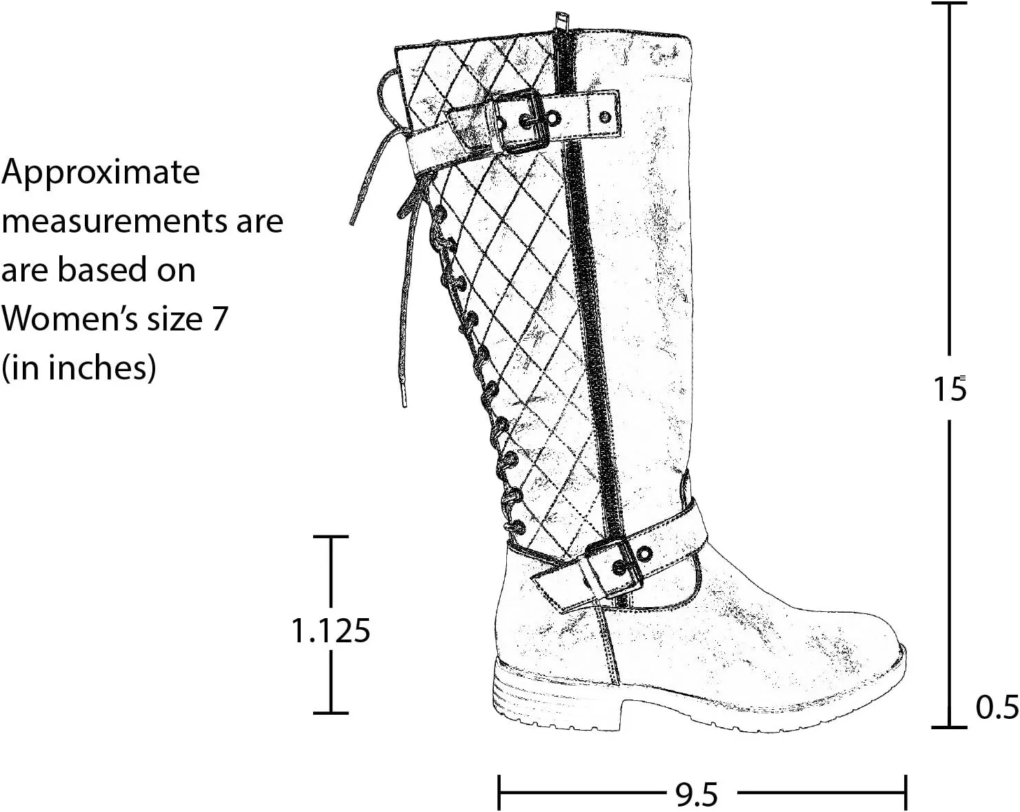 KS & CO Womens Knee High Boots Quilted Back Lace Up Adjustable Strap Shoes