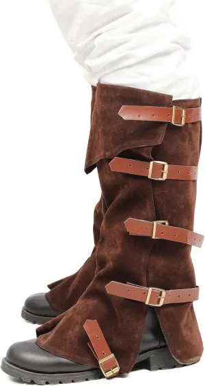 KUOIN Medieval Faux Suede Pirate Boot Covers Renaissance Leg Cover Steampunk Gaiters