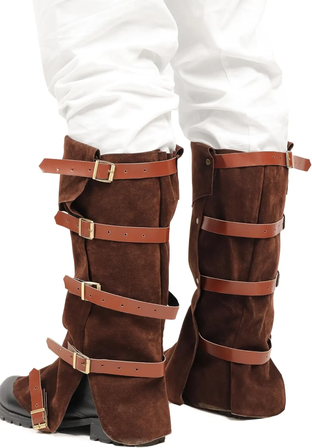 KUOIN Medieval Faux Suede Pirate Boot Covers Renaissance Leg Cover Steampunk Gaiters